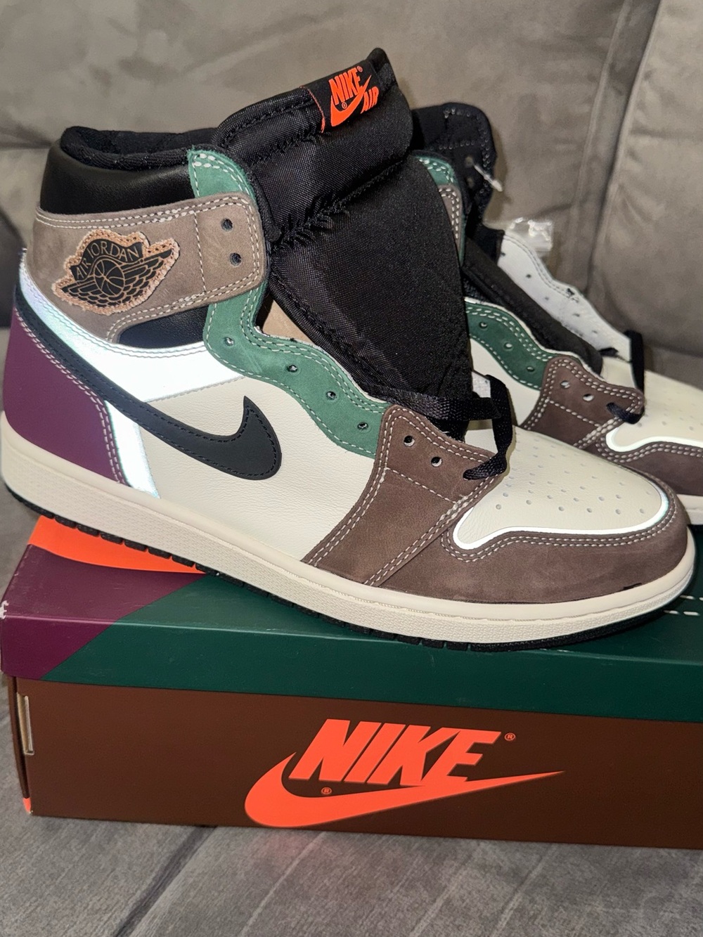 Nike Air Jordan 1 Mid White Black Green Brown Purple